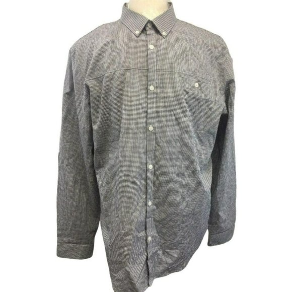 CALVIN KLEIN Mens Casual Oxford Button Shirt XL Cool Tech Grey Checker Non-Iron - Picture 1 of 10